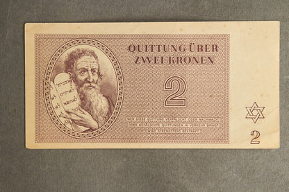 Concentration Camp & Ghetto Theresienstadt "Zwei Kronen" Banknote. Original.
