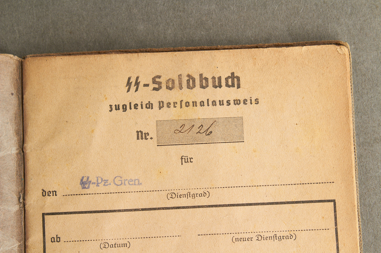 Schslewig Waffen-SS "Totenkopf" Soldbuch (SS-Pz.Gren. Ausb.u.Ers.Btl.3). Great Totenkopf pictures! Rare. Original.