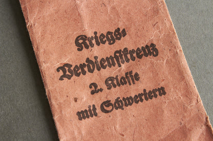"Kriegsverdienstkreuz 2. Klasse" w. Swords Envelope. Maker marked "Rudolf Leukert". Original.