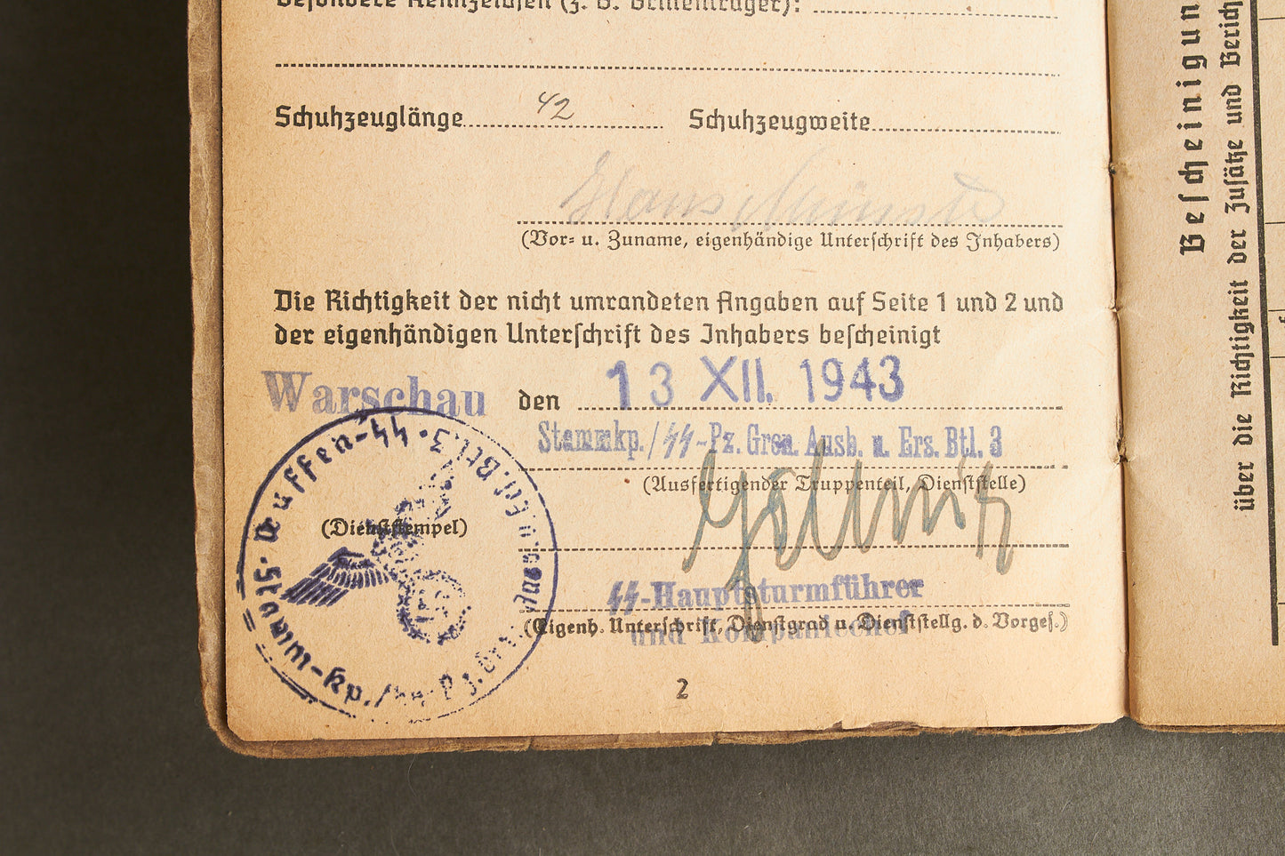 Schslewig Waffen-SS "Totenkopf" Soldbuch (SS-Pz.Gren. Ausb.u.Ers.Btl.3). Great Totenkopf pictures! Rare. Original.