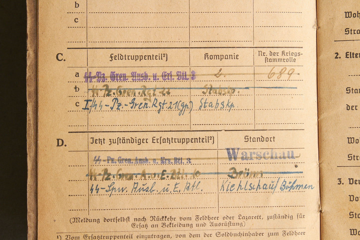 Schslewig Waffen-SS "Totenkopf" Soldbuch (SS-Pz.Gren. Ausb.u.Ers.Btl.3). Great Totenkopf pictures! Rare. Original.
