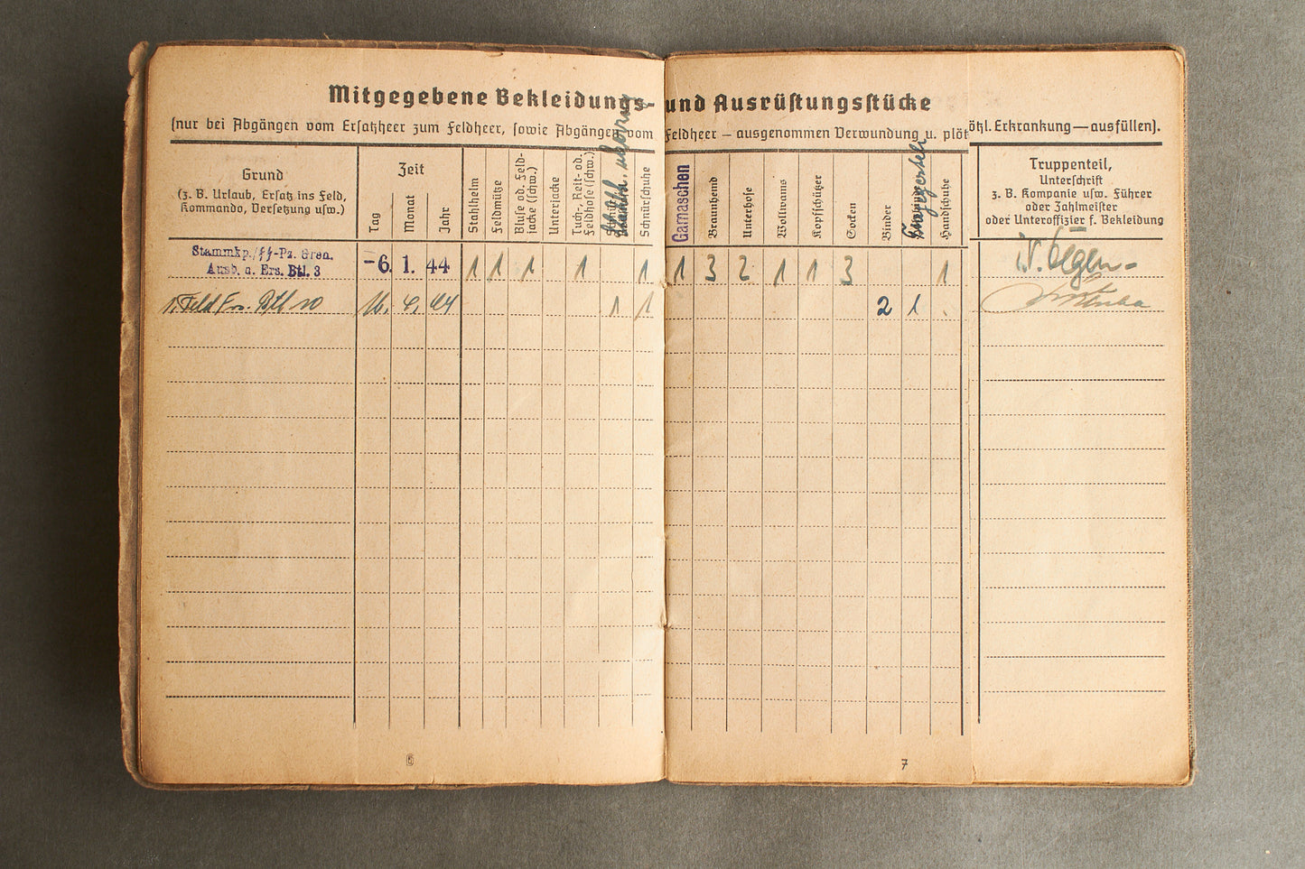 Schslewig Waffen-SS "Totenkopf" Soldbuch (SS-Pz.Gren. Ausb.u.Ers.Btl.3). Great Totenkopf pictures! Rare. Original.