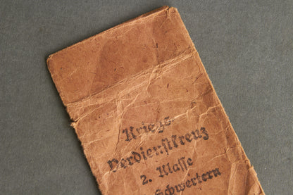 "Kriegsverdienstkreuz 2. Klasse" w. Swords Envelope. Maker marked "Moritz Hausch". Original.