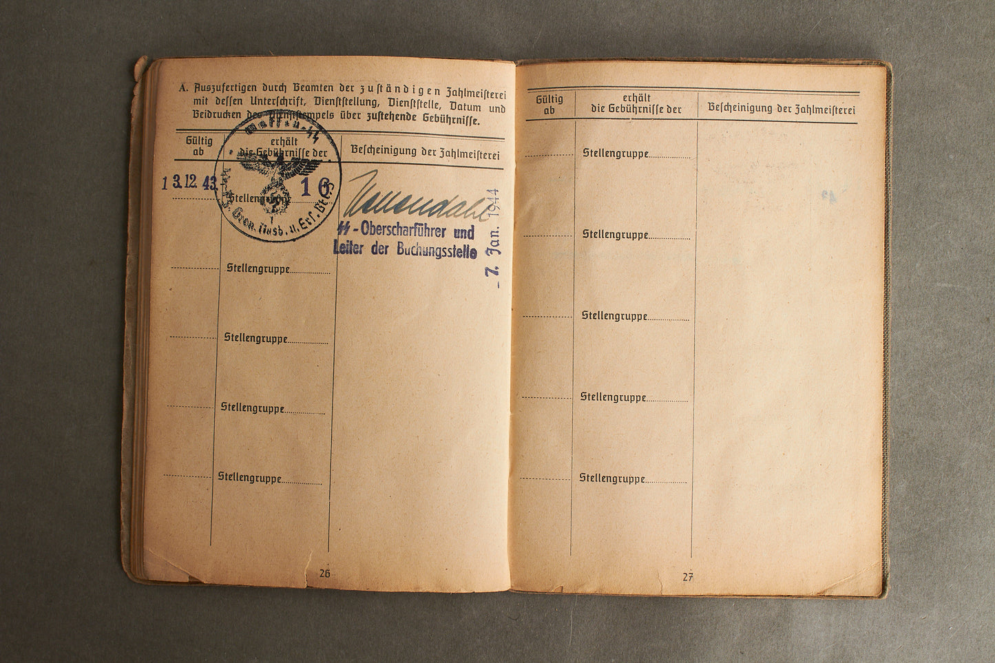 Schslewig Waffen-SS "Totenkopf" Soldbuch (SS-Pz.Gren. Ausb.u.Ers.Btl.3). Great Totenkopf pictures! Rare. Original.