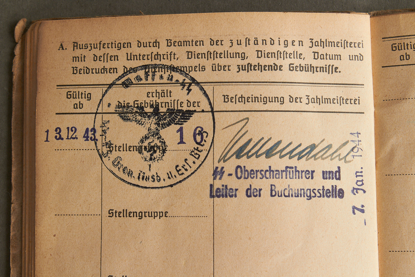 Schslewig Waffen-SS "Totenkopf" Soldbuch (SS-Pz.Gren. Ausb.u.Ers.Btl.3). Great Totenkopf pictures! Rare. Original.