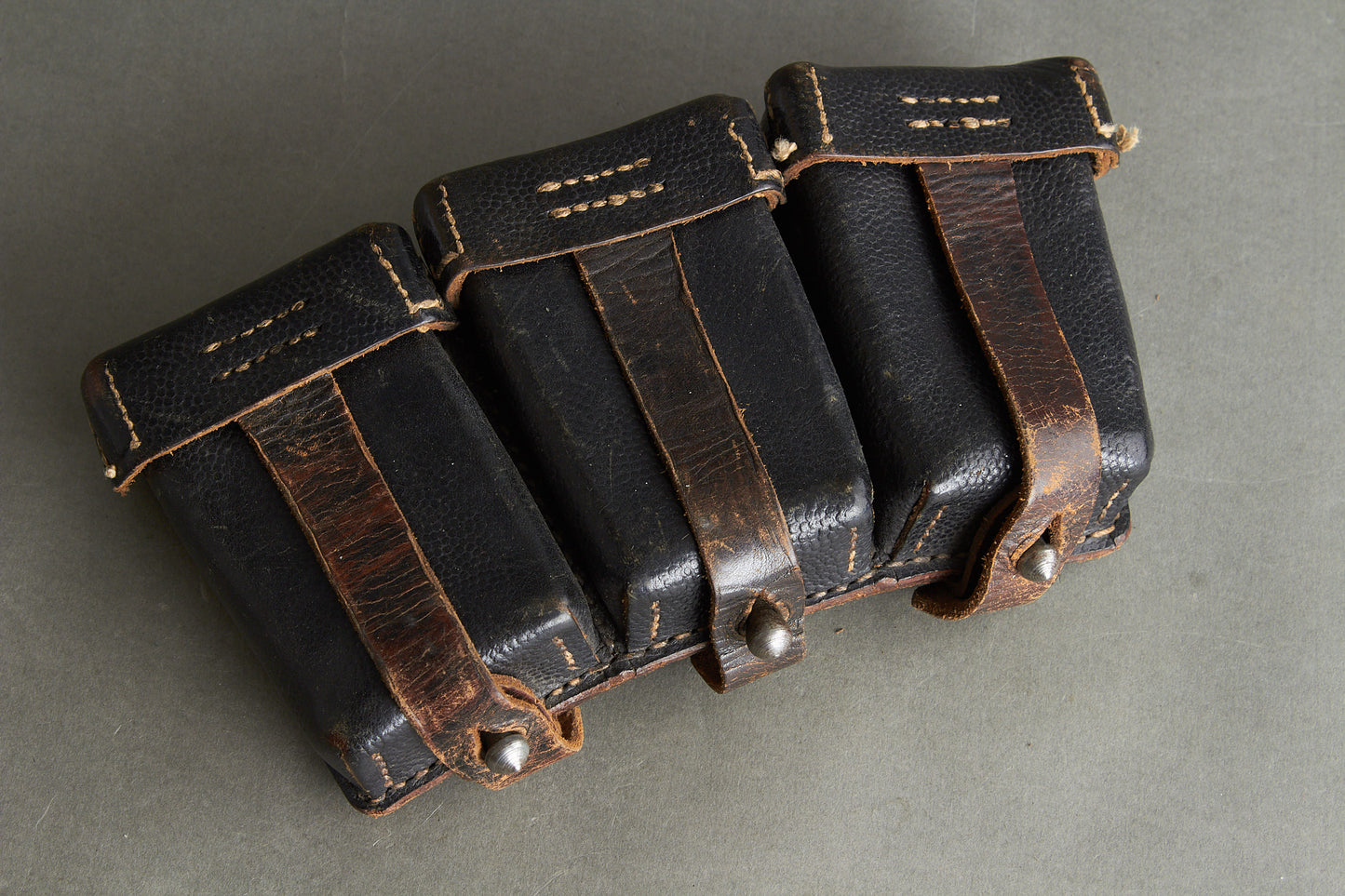 Black K98 Ammunition Pouch. Complete. Maker "LAGO WESTFALEN". Original.