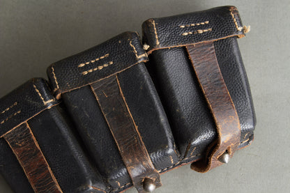 Black K98 Ammunition Pouch. Complete. Maker "LAGO WESTFALEN". Original.