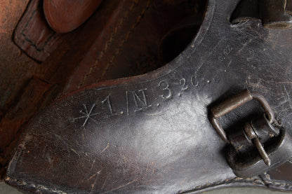 Early Unit Marked Polizei Luger P08 Holster. Cleaning rod holder half-cut. Rare! Original.