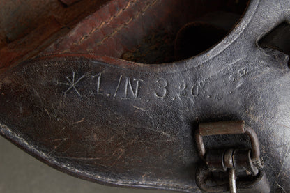 Early Unit Marked Polizei Luger P08 Holster. Cleaning rod holder half-cut. Rare! Original.