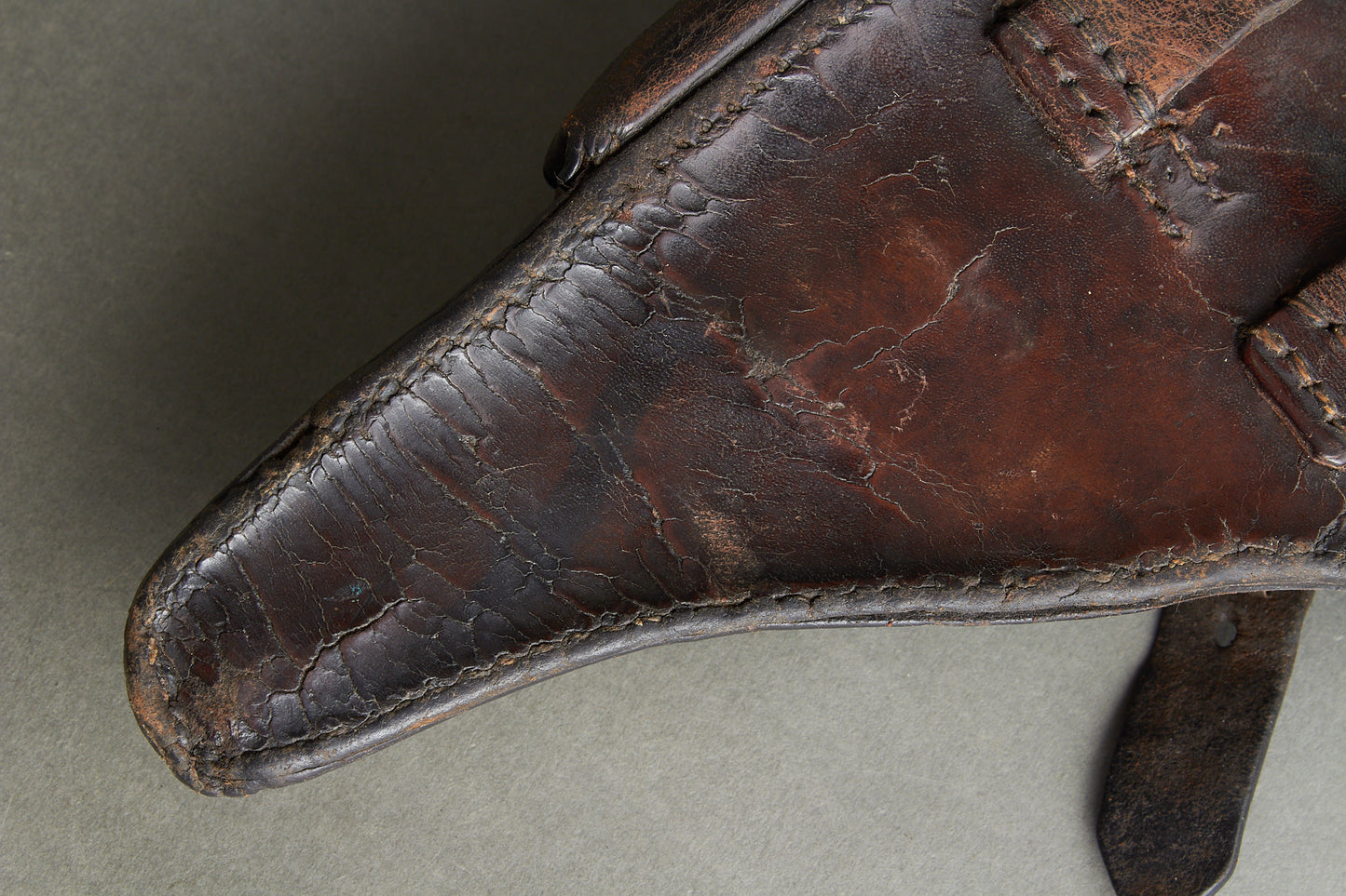 Early Unit Marked Polizei Luger P08 Holster. Cleaning rod holder half-cut. Rare! Original.