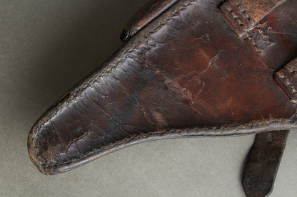 Early Unit Marked Polizei Luger P08 Holster. Cleaning rod holder half-cut. Rare! Original.
