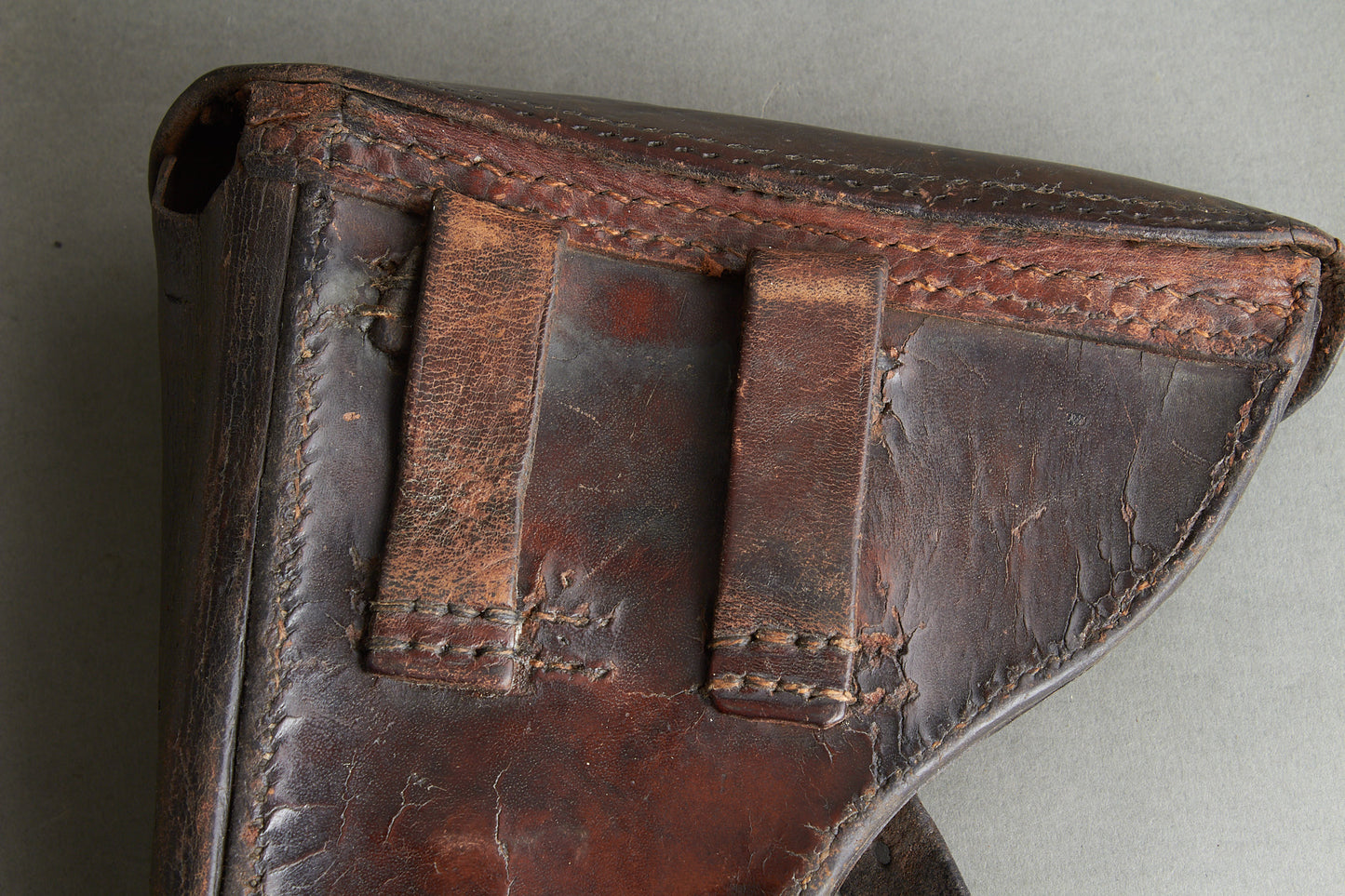 Early Unit Marked Polizei Luger P08 Holster. Cleaning rod holder half-cut. Rare! Original.