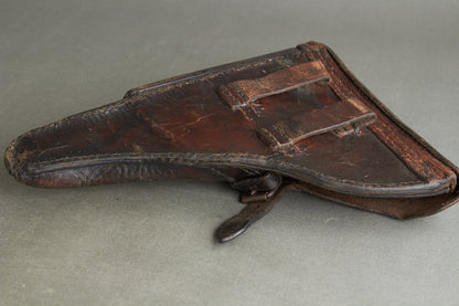 Early Unit Marked Polizei Luger P08 Holster. Cleaning rod holder half-cut. Rare! Original.
