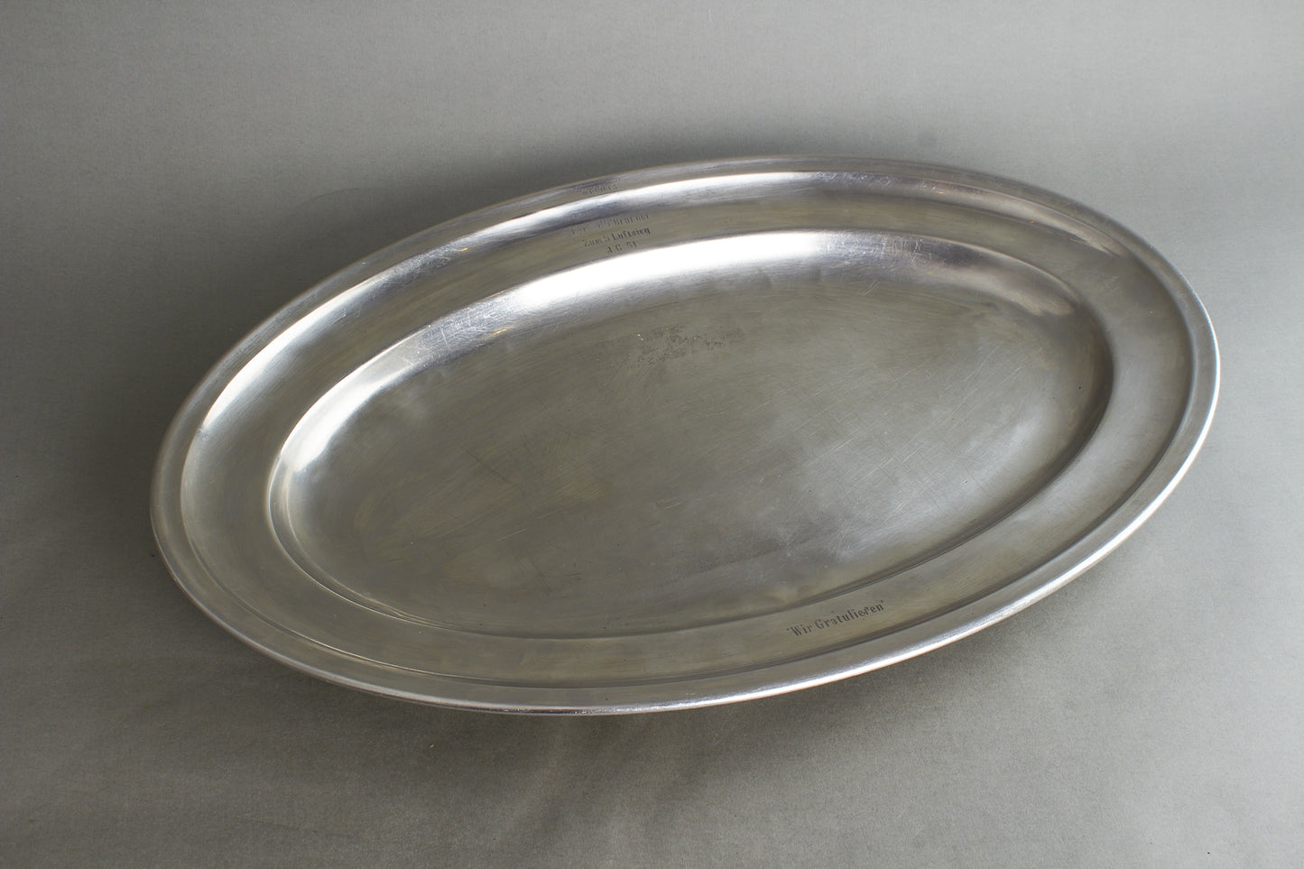 Large 58*37,5cm Luftwaffe Honor Gift Plate. "Mölders" für 'Willi' Brunner zum 5 luftsieg J.G.51 - 'wir gratulieren'. Original.