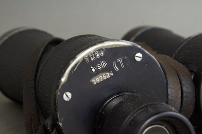 Kriegsmarine 7x50 Binoculars. Manufactured by Ernst Leitz. Marked with code "beh". Original.