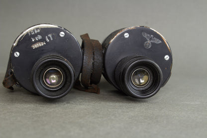 Kriegsmarine 7x50 Binoculars. Manufactured by Ernst Leitz. Marked with code "beh". Original.
