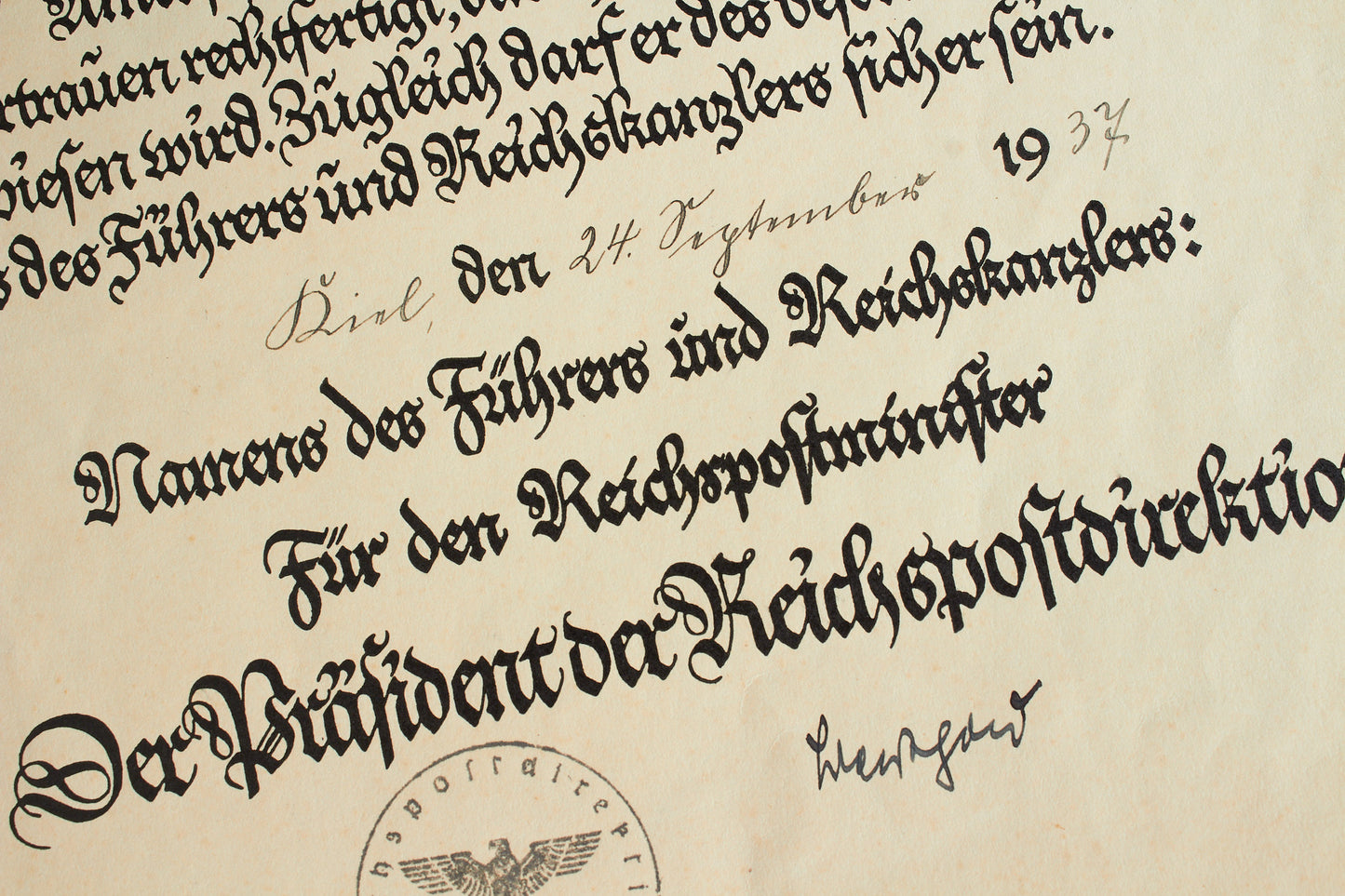 "Treudienst-Ehrenzeichen" 25 Year Service Urkunde Grouping. Original.