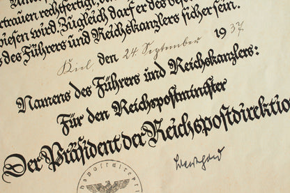 "Treudienst-Ehrenzeichen" 25 Year Service Urkunde Grouping. Original.