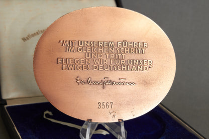 Large NSFK (Nationalsozialistisches Fliegerkorps) "Teilnehmerplakette" from "Deutschlandflug 1938". In box. Original.