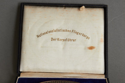 Large NSFK (Nationalsozialistisches Fliegerkorps) "Teilnehmerplakette" from "Deutschlandflug 1938". In box. Original.