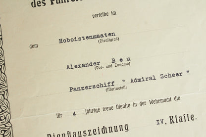 Kriegsmarine "Panzerschiff 'Admiral Scheer'" Grouping. Original.