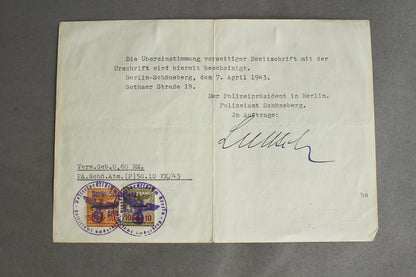 "Ehrenkreuz für Kriegsteilnehmer" Urkunde. Original.