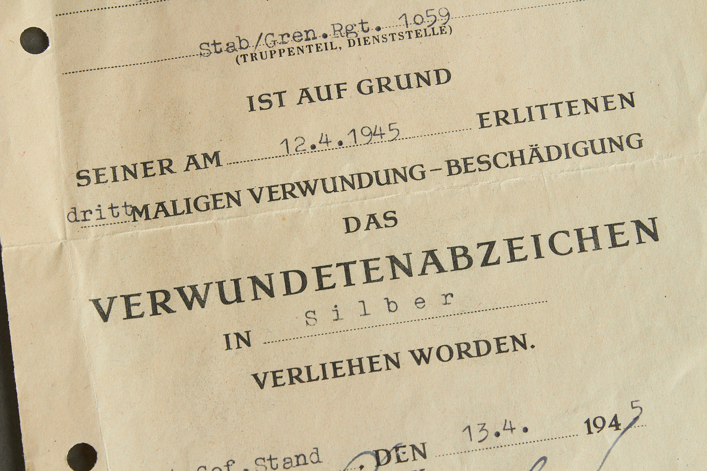 Grouping incl. Wound badge in Silver urkunde. Original.