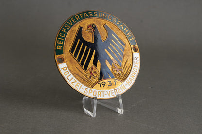 Polizei "Plakette" from 1931. Original.