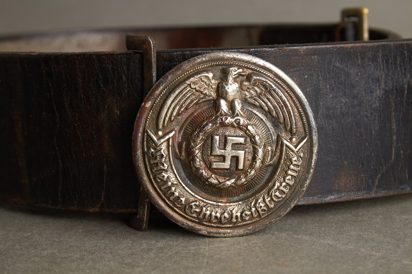 Early Waffen-SS Officer Belt and buckle. Marked "RZM SS 35/36". Nickel/silver construction. Original.