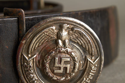 Early Waffen-SS Officer Belt and buckle. Marked "RZM SS 35/36". Nickel/silver construction. Original.