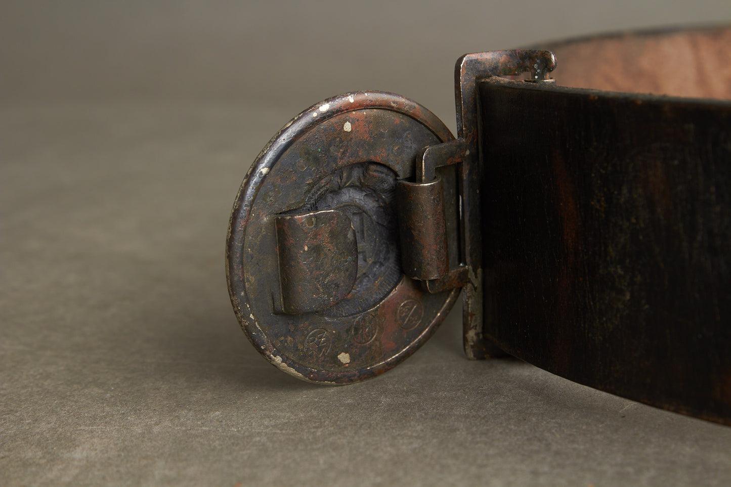 Early Waffen-SS Officer Belt and buckle. Marked "RZM SS 35/36". Nickel/silver construction. Original.