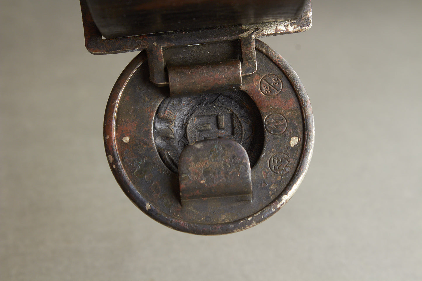 Early Waffen-SS Officer Belt and buckle. Marked "RZM SS 35/36". Nickel/silver construction. Original.