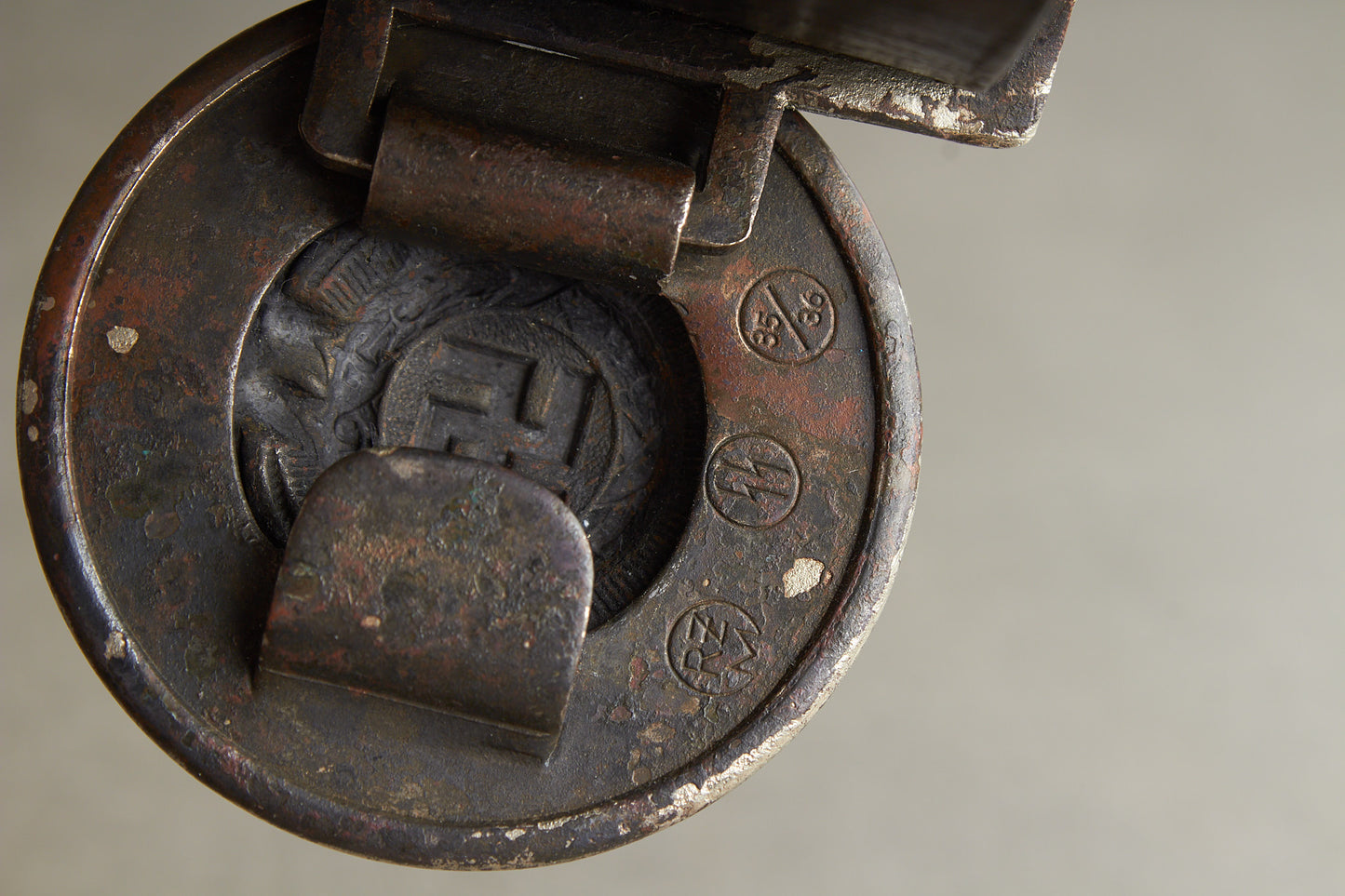 Early Waffen-SS Officer Belt and buckle. Marked "RZM SS 35/36". Nickel/silver construction. Original.