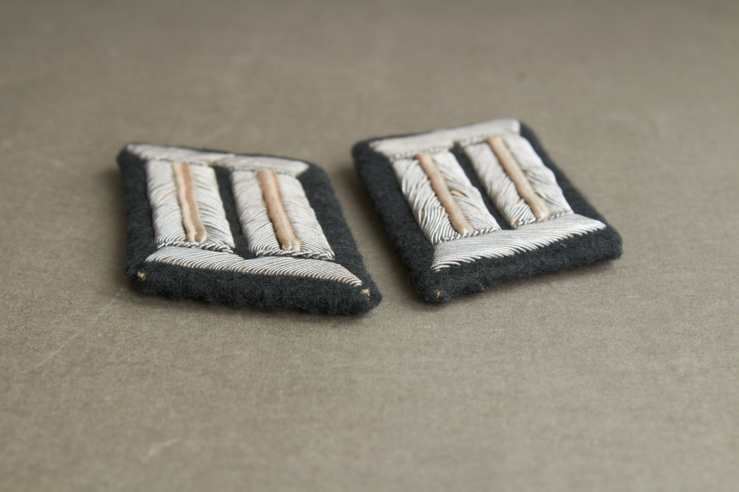 Wehrmacht Officer Collar Tabs. Matching. Tunic removed. Original.