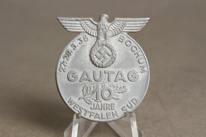 NSDAP "Gautag" Tinnie from 1938. Original.