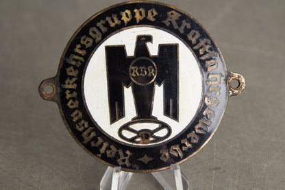 RVK (Reichsverkehrsgruppe Kraftfahrgewerbe) "Autoplakette". Original.