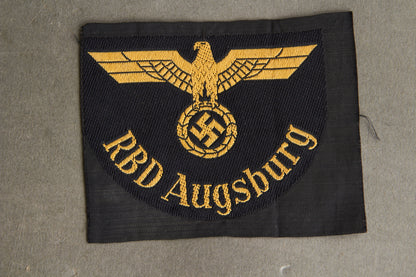 Reichsbahn "RBD Augsburg" Sleeve Insignia. Original.