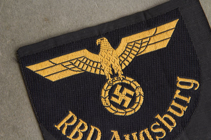 Reichsbahn "RBD Augsburg" Sleeve Insignia. Original.