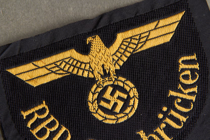 Reichsbahn "RBD Saarbrücken" Sleeve Insignia. Original.