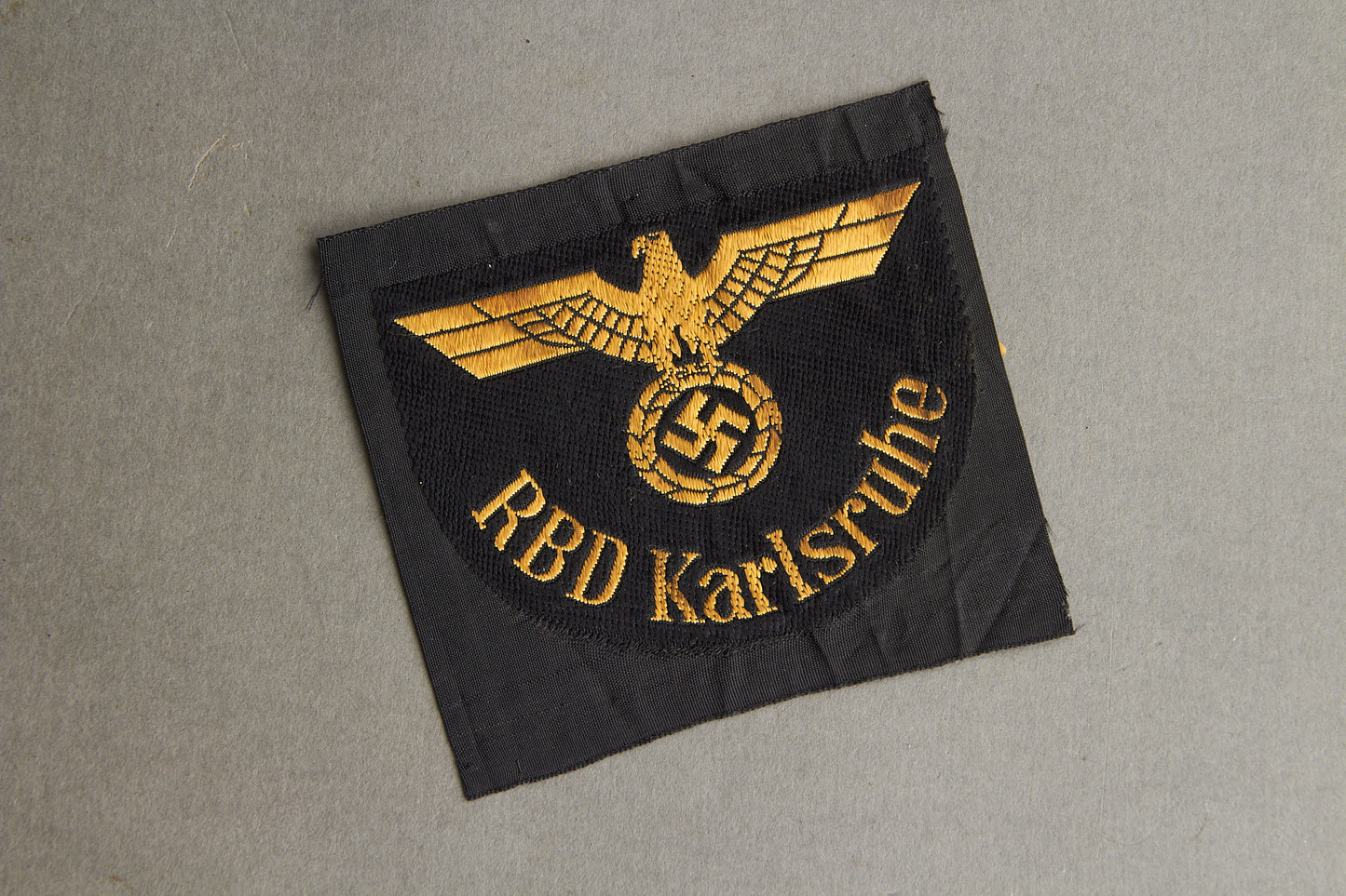 Reichsbahn "RBD Karlsruhe" Sleeve Insignia. Original.