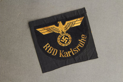 Reichsbahn "RBD Karlsruhe" Sleeve Insignia. Original.