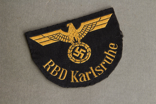 Reichsbahn "RBD Karlsruhe" Sleeve Insignia. Original.