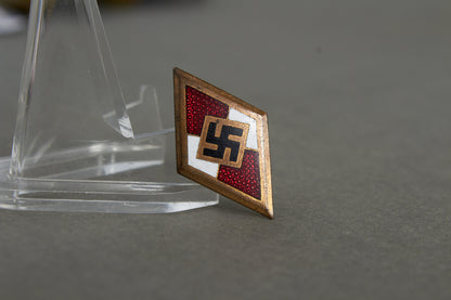 Golden Hitler Youth Honor Badge "Goldene Hitler Jugend Abzeichen". With Member number. Original.