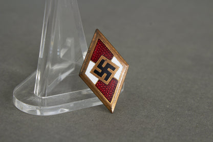 Golden Hitler Youth Honor Badge "Goldene Hitler Jugend Abzeichen". With Member number. Original.