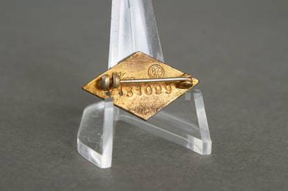 Golden Hitler Youth Honor Badge "Goldene Hitler Jugend Abzeichen". With Member number. Original.