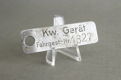 "Kw. Gerät fahrgestellnummer" Chassis number. Original.