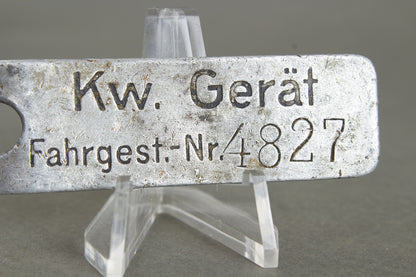 "Kw. Gerät fahrgestellnummer" Chassis number. Original.