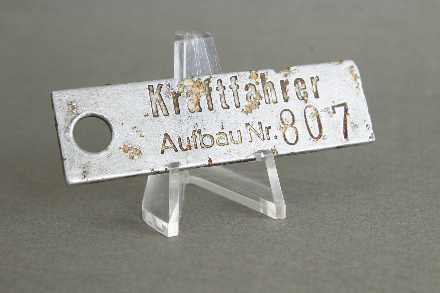 "Kraftfahrer Aufbaunummer" Chassis number. Original.