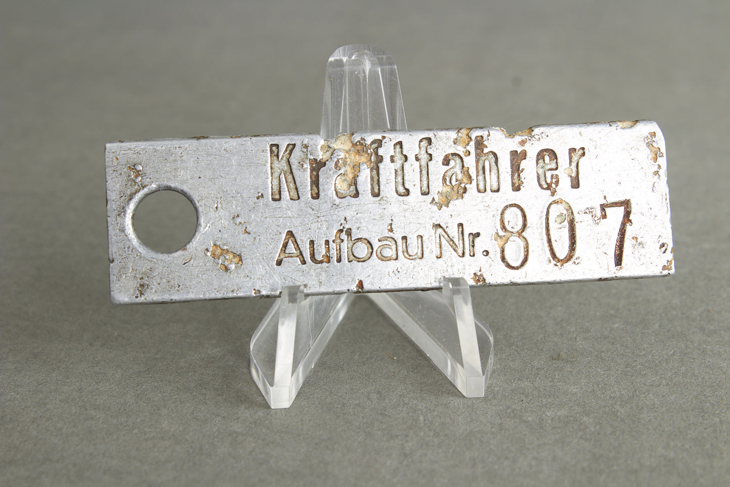 "Kraftfahrer Aufbaunummer" Chassis number. Original.