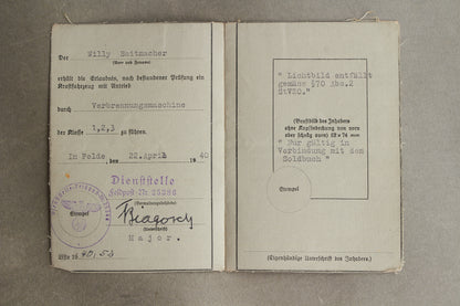 Wehrmacht "Kraftfahrbewährungsabzeichen" Urkunde Grouping. Original.